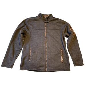 REALTREE Jacket Men Sz Large Softshell Hunting Gray Camouflage Full Zip